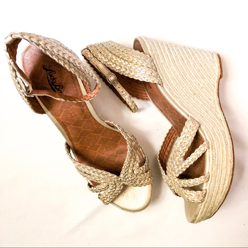 Platinum Braided Espadrille Wedges - Picture 2 of 6